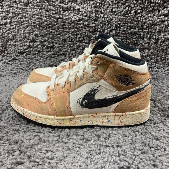 Nike Air Jordan 1 Mid SE Brushstroke DA8006-100 GS Size 6 Youth - Picture 1 of 8